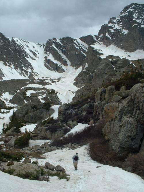 Near Sky Pond, Taylor Peak rises above